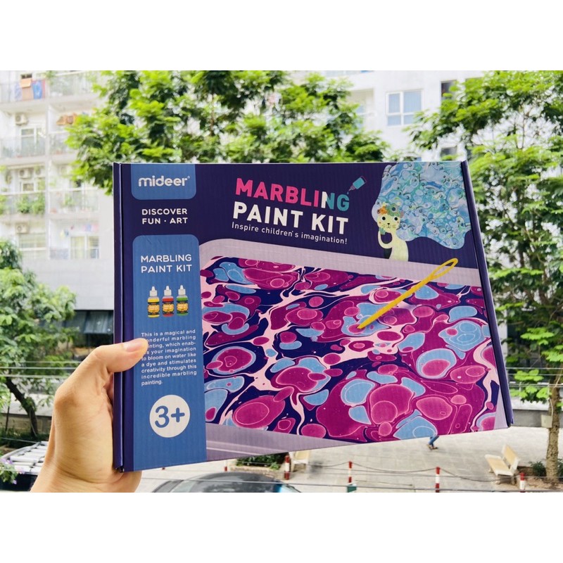 (ĐỒ CHƠI VẼ TRANH TRÊN MẶT NƯỚC) MARBLING PAINTING KIT vẽ tranh sáng tạo chính hãng Mideer