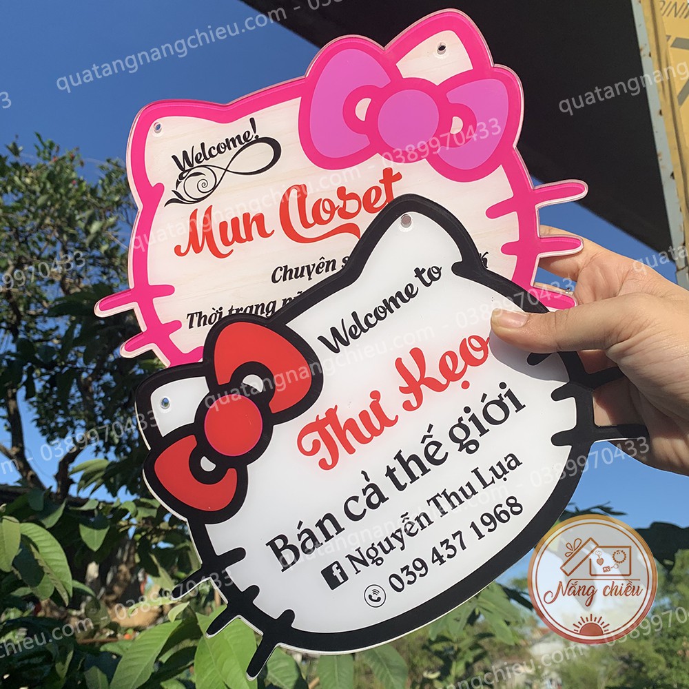 Bảng decor cửa hàng _ bảng hiệu hình hello kitty_ Bảng hiệu xinh giá rẻ