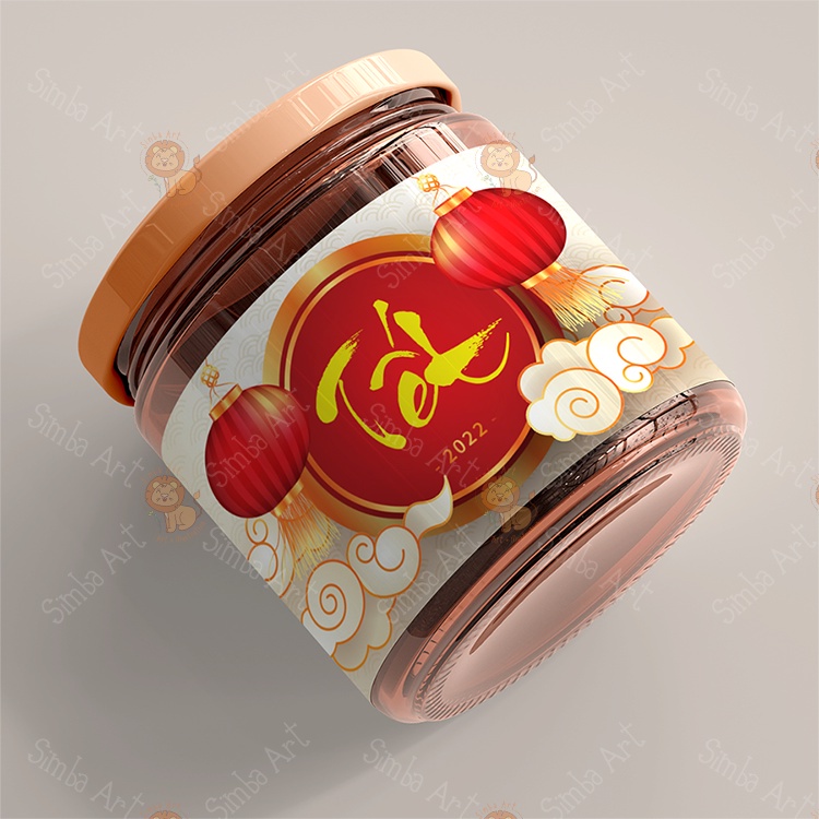 {XẢ HÀNG} Combo 8 Tem dán hộp, hủ, chai, lọ đựng mứt Tết, khô, hộp quà tặng( kích thước 10 X 6,6cm).