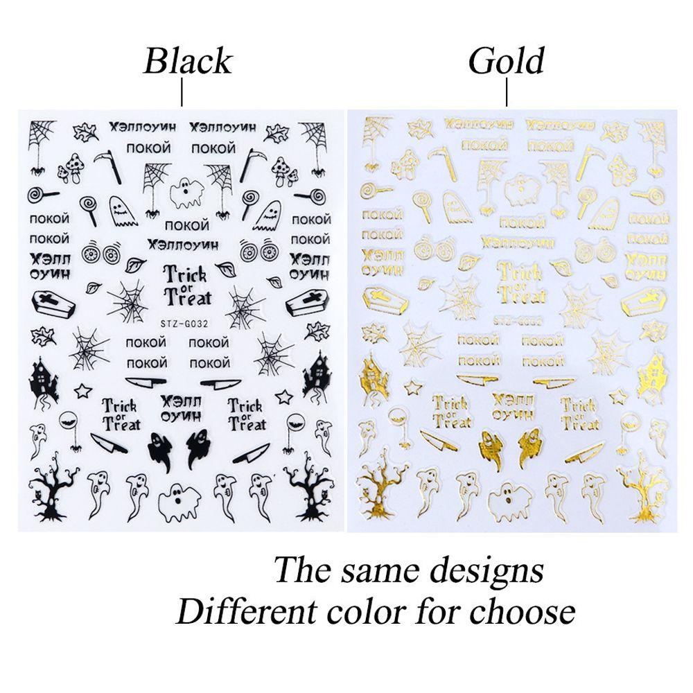 Hình Dán Móng Tay DYRUIDOJ Halloween|Đề Can Dán Móng Tay 3D Hình Nhện Đầu Lâu