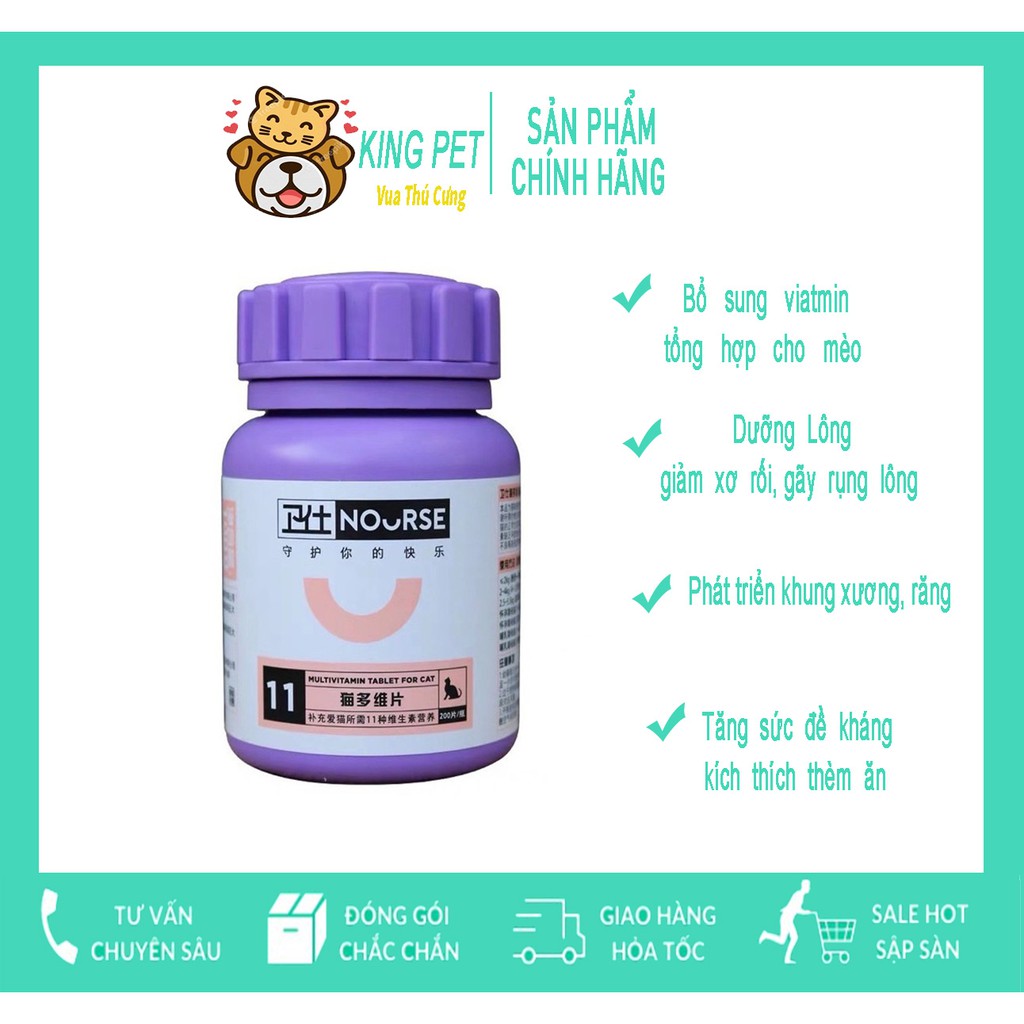 Vitamin cho mèo nourse 11 Bổ lông da tăng sức đề kháng kích thích ăn uống