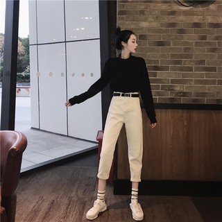 Quần ulzzang quần baggy jean nữ đẹp đen trắng xanh quần bò ống rộng suông baggy cạp lưng cao jeans