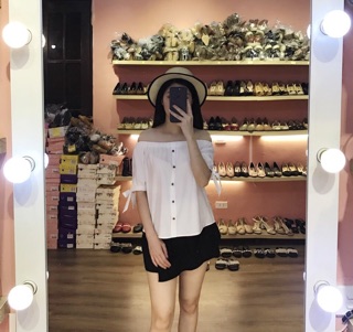 Áo trễ vai thắt nơ tay