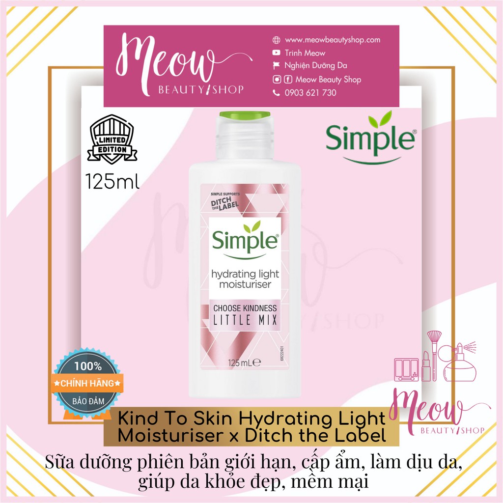 Sữa dưỡng da Simple dưỡng ẩm Kind To Skin Hydrating Light Moisturiser 125ml | BigBuy360 - bigbuy360.vn