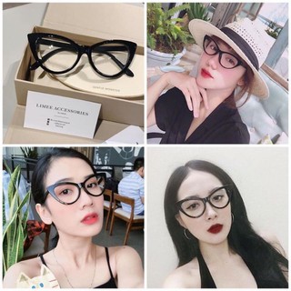 Kính mắt xếch gọng đen mắt 0 độ - NGỌC STORE