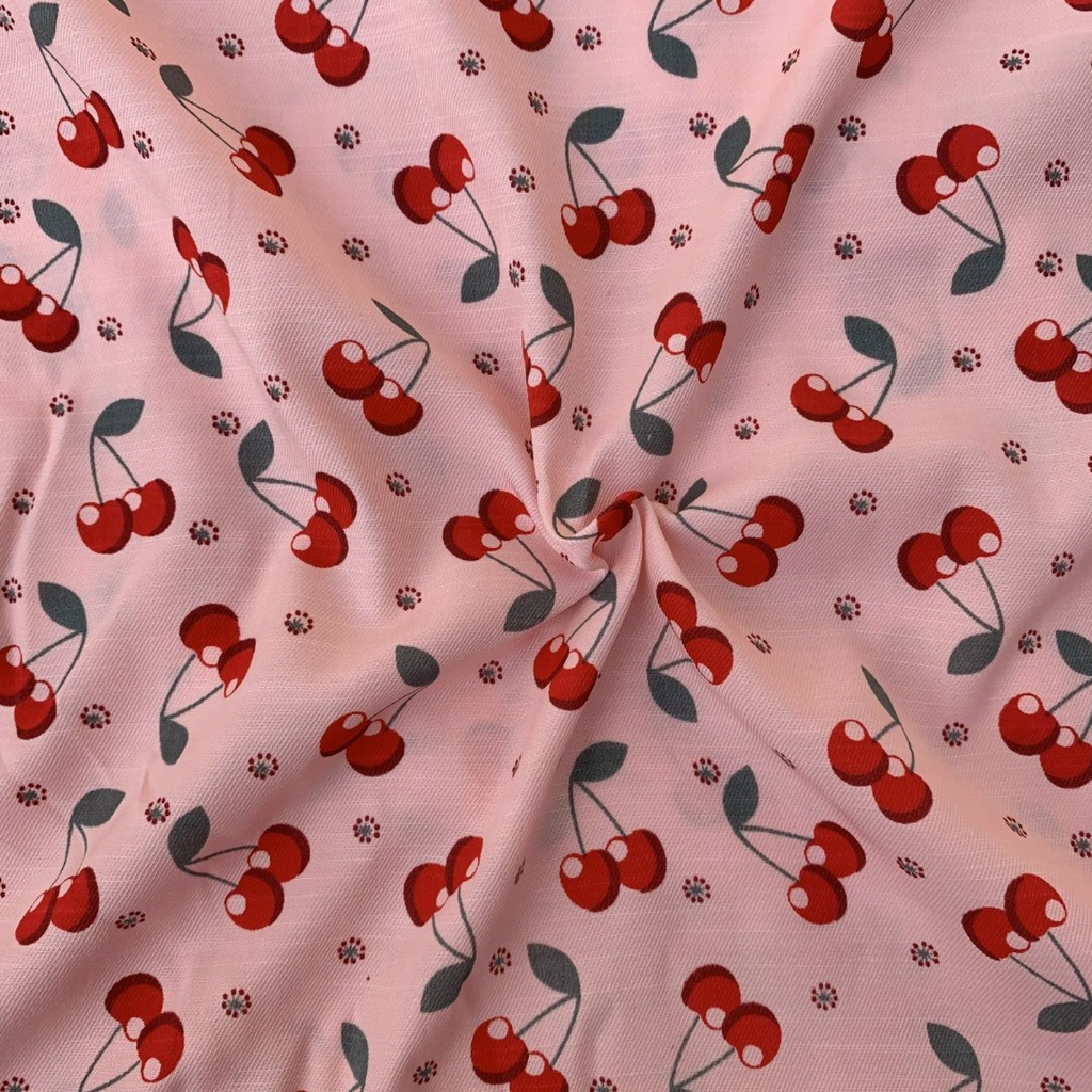 Vải đũi lạnh cherry siêu mềm mát may quần áo, váy, scrunchies, khăn