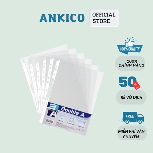 Bìa lá Double A A4 bìa đục lỗ đựng giấy tờ hóa đơn tệp 10 lá ANKICO