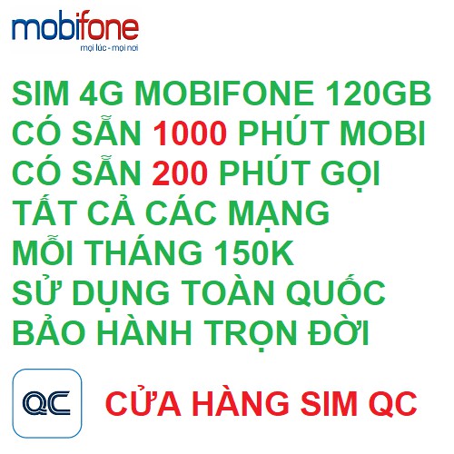 Sim số đẹp 090 mobifone có sẵn khuyến mãi 120GB 200 phút mobi 200 phút liên mạng