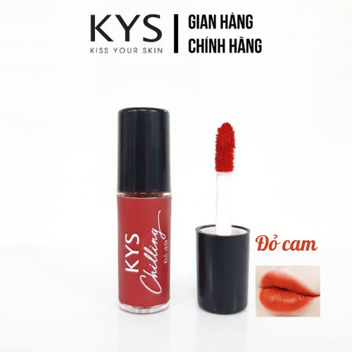 [TÔNG CAM NỔI BẬT] Son kem lì lâu trôi KYS Chocolate Matte Lipstick Đỏ Cam (phiên bản tester mini 0.8gr)