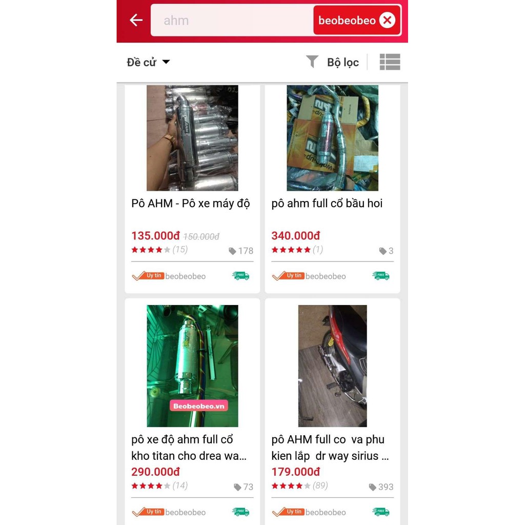 Pô xe máy, sirius, pô ahm dành cho xe sirius xăng rc, bao gồm ống bô bát treo lò xo