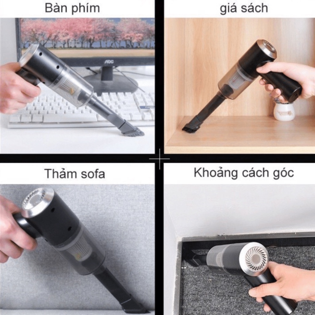 Máy hút bụi ô tô cầm tay không dây mini đa năng lực hút siêu mạnh đến 9000Pa sử dụng trên bụi ô tô, máy tính, giường đệm