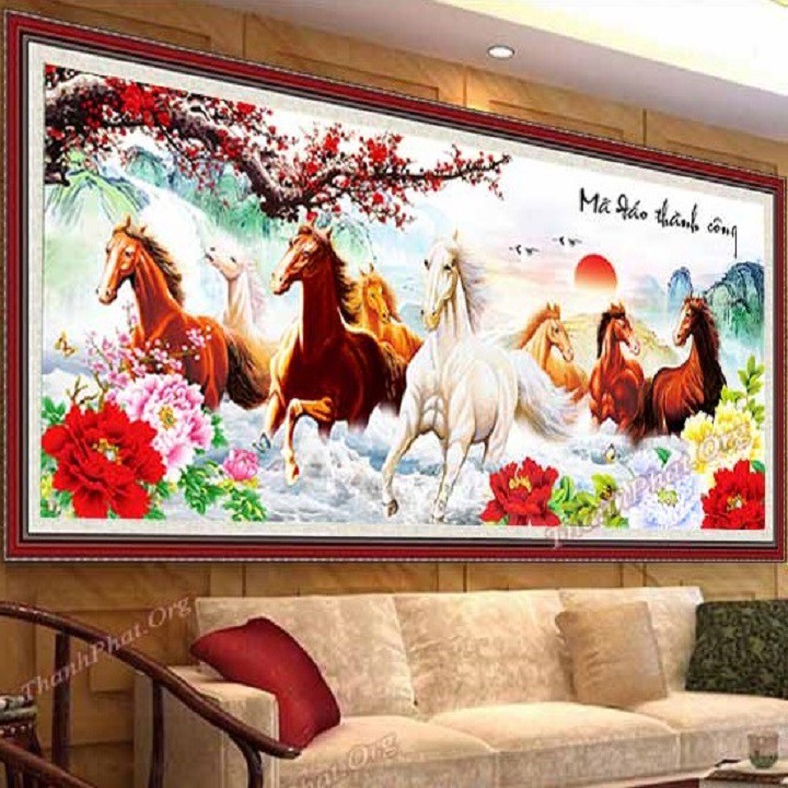Tranh đính đá Mã đáo thành công | KT 100x50cm - 120x60cm - 130x63cm
