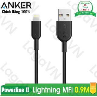 [Freeship toàn quốc từ 50k] Cáp sạc ANKER Powerline II Lightning MFi dài 0.9m cho iPhone iPad iPod - A8432H11