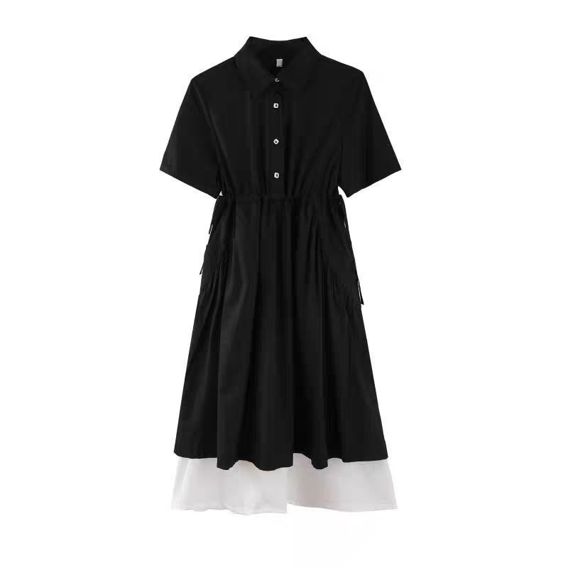 Đầm Giả Hai Mảnh Cổ polo Dáng Rộng Cỡ Lớn 2-300 Jin Thời Trang Mùa Hè Cho Nữ