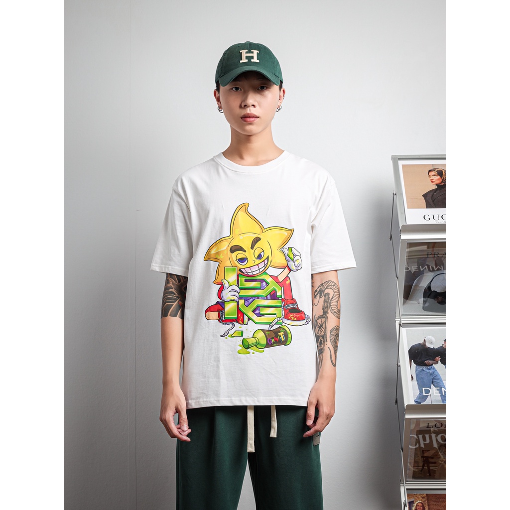 Áo Phông Khestore KT33 Trắng , Áo Phông From Rộng , Áo Unisex Nam Nữ Cotton