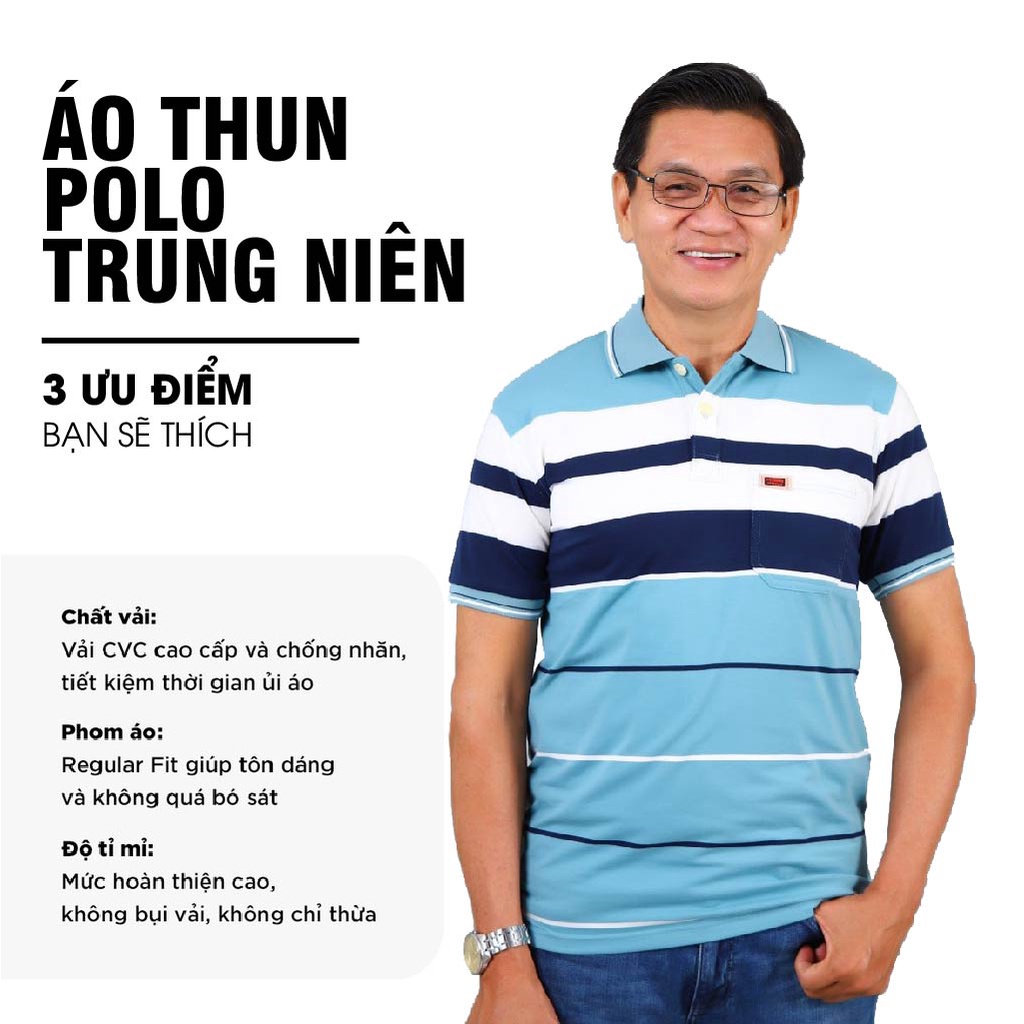 Áo thun nam có cổ trung niên vải cotton xịn loại áo thun nam form rộng rãi cho người lớn tuổi có túi SZIE 50KG-90KG