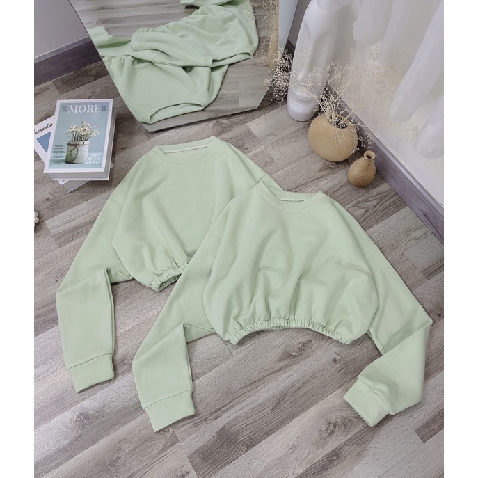 ÁO CROP NHÚN EO XANH MINT