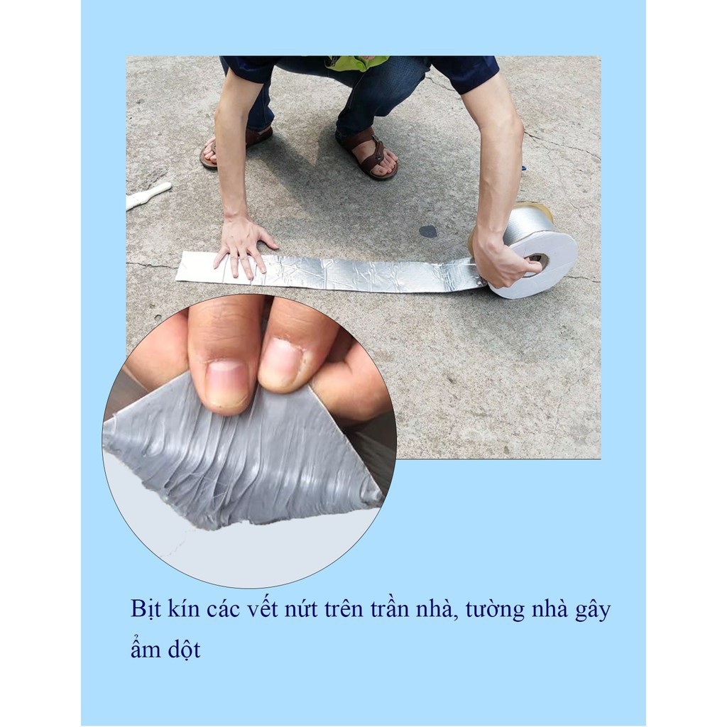 Băng keo siêu dính ⚡chốngthấm⚡ và chịu nhiệt - Dán cho tường, trần nhà, mái tôn, ống nước, bể nước, xô chậu, phao bơi…