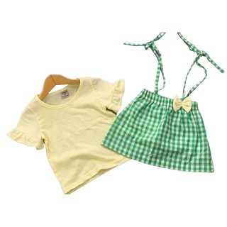 Set bộ chân váy quần kèm áo thun tay loe cách điệu bé gái