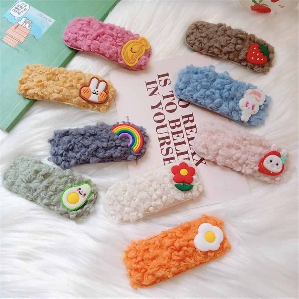 Kẹp tóc vải lông trang trí nhân vật hoạt hình nhiều màu sắc tùy chọn đáng yêu