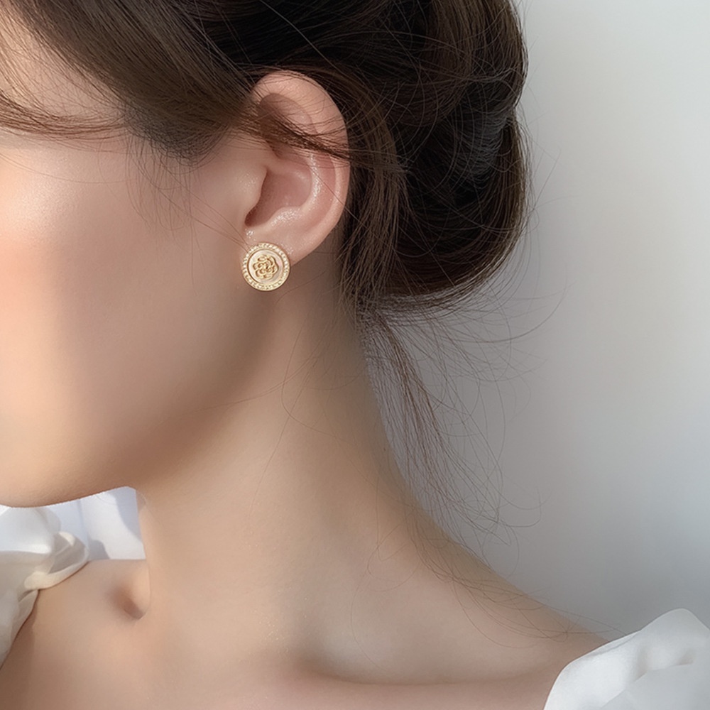 XiaoboACC Bông Tai Tròn Bằng Bạc S925 Hình Hoa Đính Đá Phong Cách Thời Trang Cho Nữ