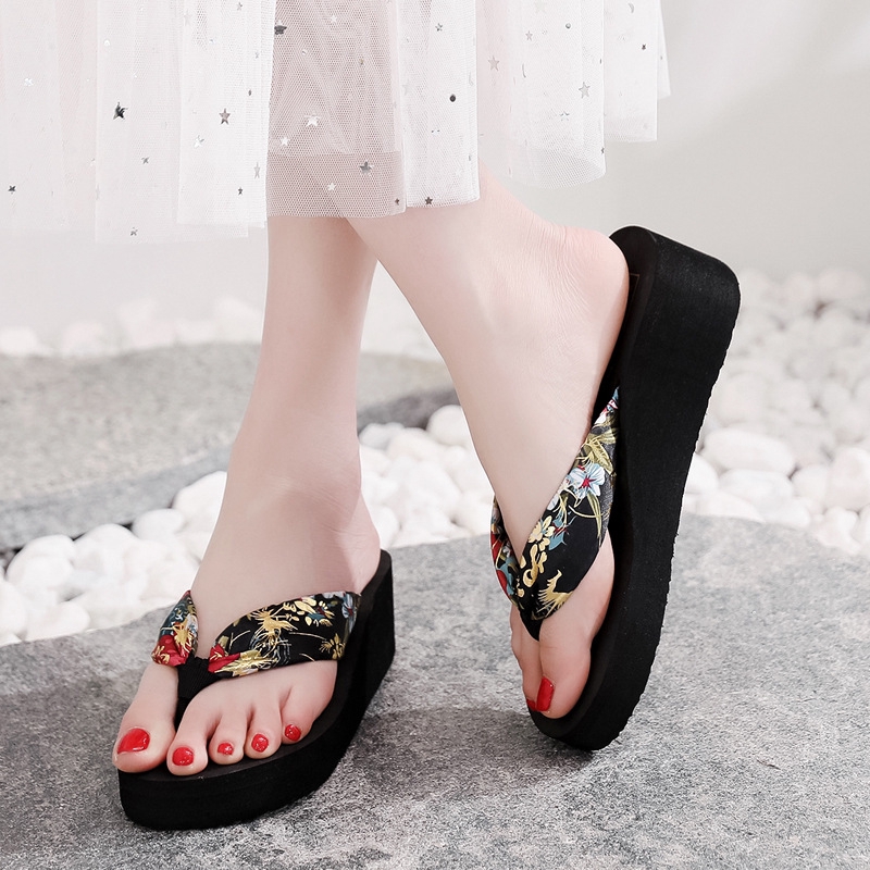 Dép sandal đế xuồng phong cách Bohemian cổ điển thời trang cho nữ