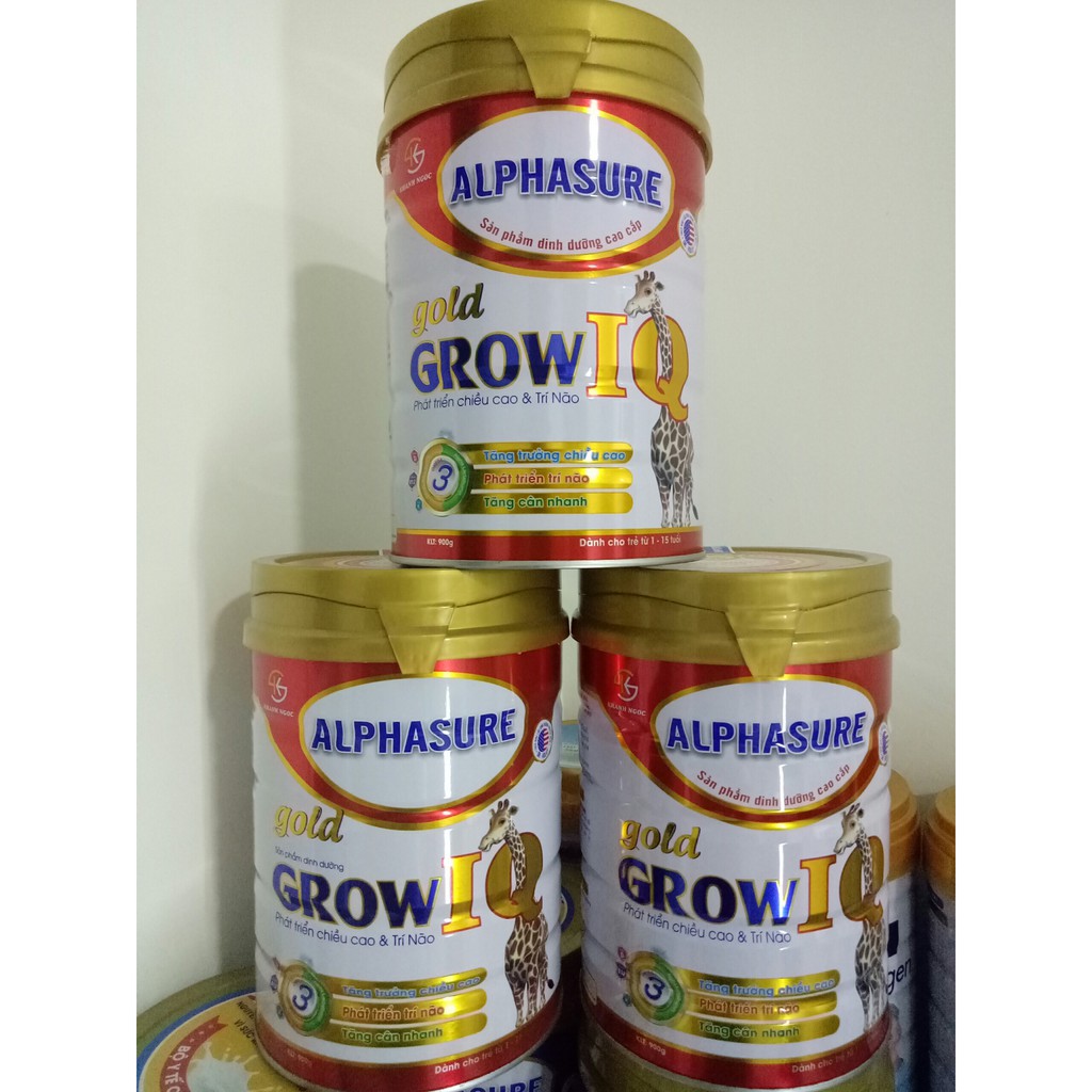 Sữa Alphasure Gold Grow IQ 900g - Tăng cân - Phát triển chiều cao cho bé từ 1-15 tuổi