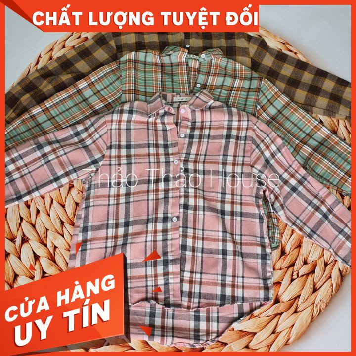 Áo sơ mi caro👘SIÊU THOẢI MÁI👘 form rộng tay dài, cá tính, năng động, trẻ trung, phối được với nhiều trang phục khác.