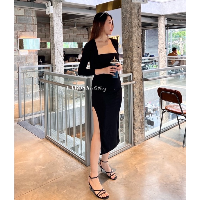 Set Váy Đầm Body Xẻ Tà Áo Khoác Cardigan, Đầm Body Xẻ Tà Kèm Áo Khoác Ngắn