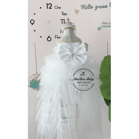 Váy công chúa cho bé BinBon Baby, đầm công chúa đuôi công cho bé gái