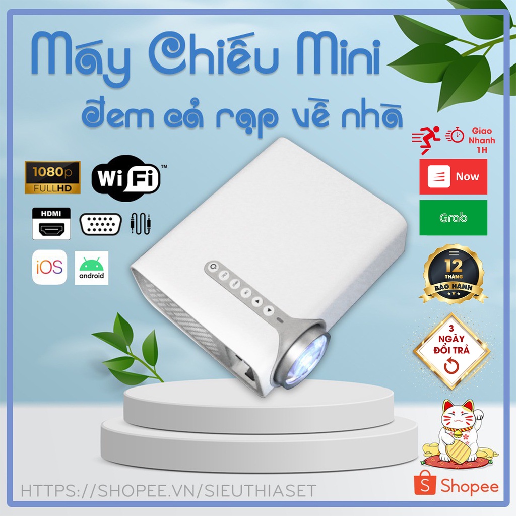 Máy Chiếu Mini YG530 Kết Nối Không Dây Qua Wifi Có Cổng Cắm HDMI+VGA Nhập Khẩu Chính Hãng Nguyên Chiếc Bảo Hành 12 Tháng