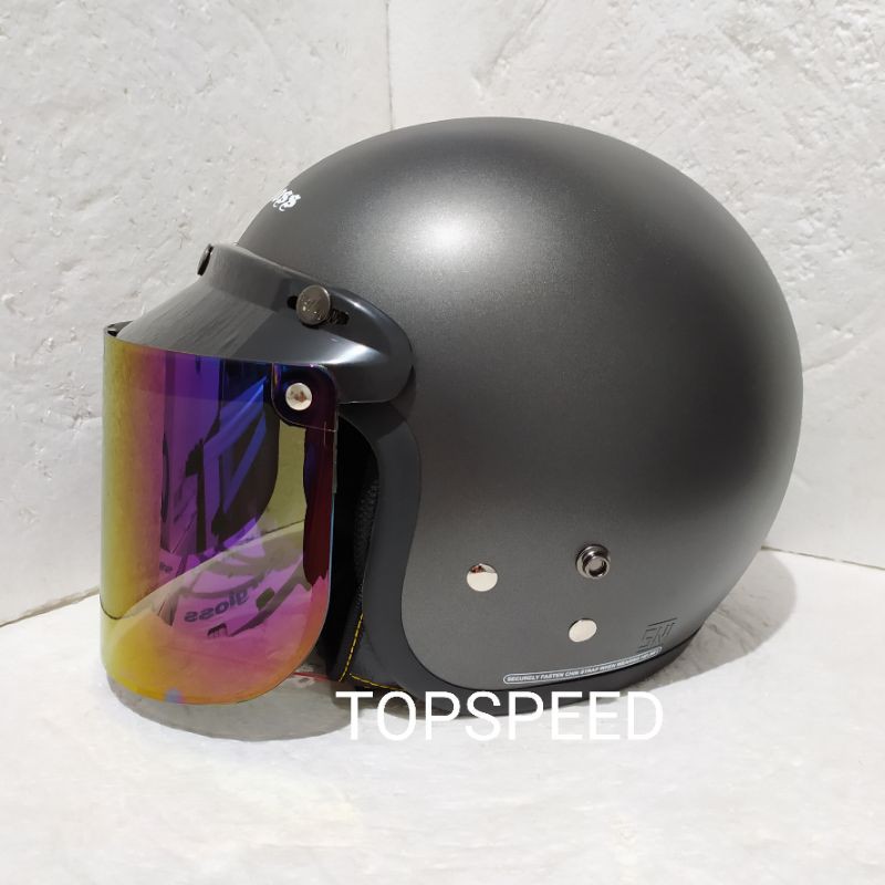 Cargloss Gun Metal Kính Bogo Flat Helmet