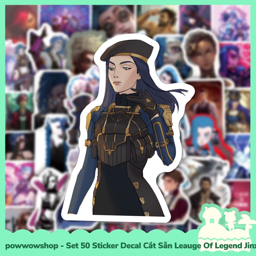 [Sẵn VN - Hỏa Tốc] Set 50 Sticker Mini Decal Dán Trang Trí Vật Dụng Mẫu Arcane League of Legends Jinx &amp; VI