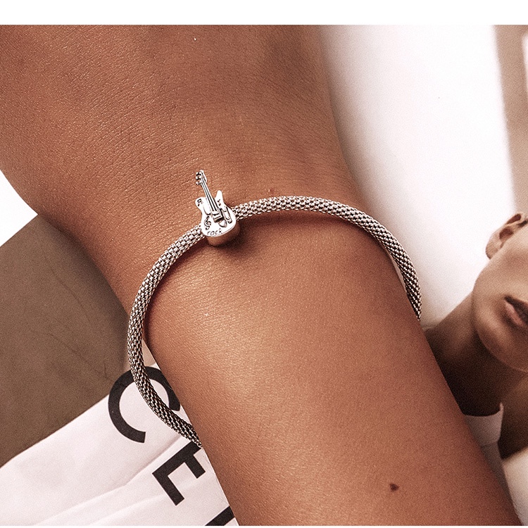 Hạt cườm BAMOER SCC2076 bạc 925 hình dạng guitar bass  đẹp mắt