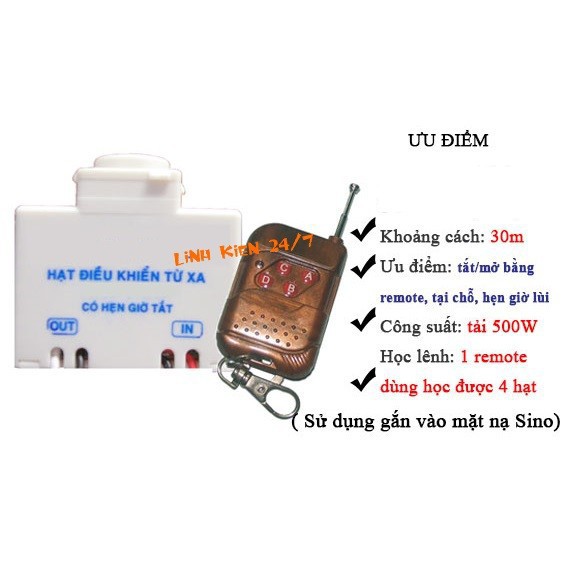 Bộ Điều Khiển Từ Xa 220V 500W RF01SN (Có Hẹn Giờ Tắt)