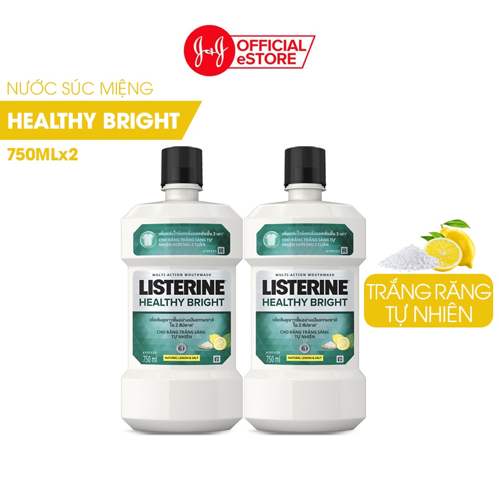 Nước súc miệng làm trắng răng LISTERINE HEALTHY BRIGHT 750ml x 2 - 540017258