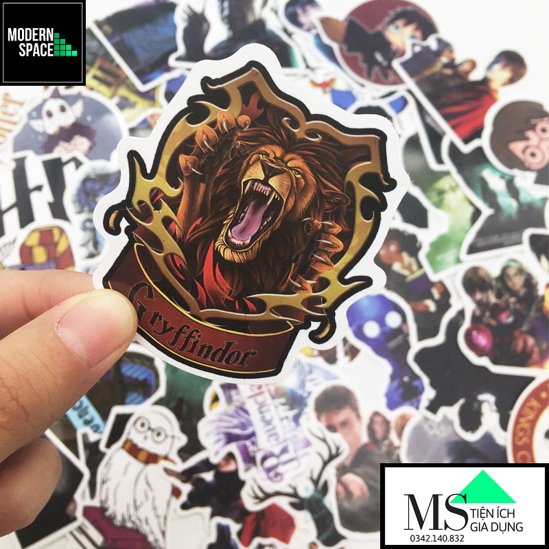Sticker PVC Hary Potter ST-116 - Cả bộ 50 Hình Stickers Chống nước Dán Mũ bảo hiểm Vali Laptop Điện thoại Dán xe