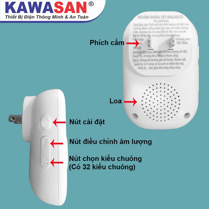 Chuông cửa không dây KW DB668A kawasan