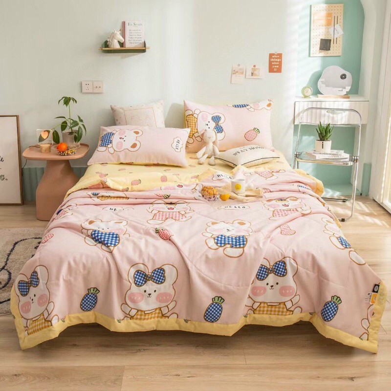 Bộ Chăn Ga Gối Cotton Living Chăn Chần - 100% Cotton Mẫu Hoạt Hình Cực Đáng Yêu Cho Các Bé