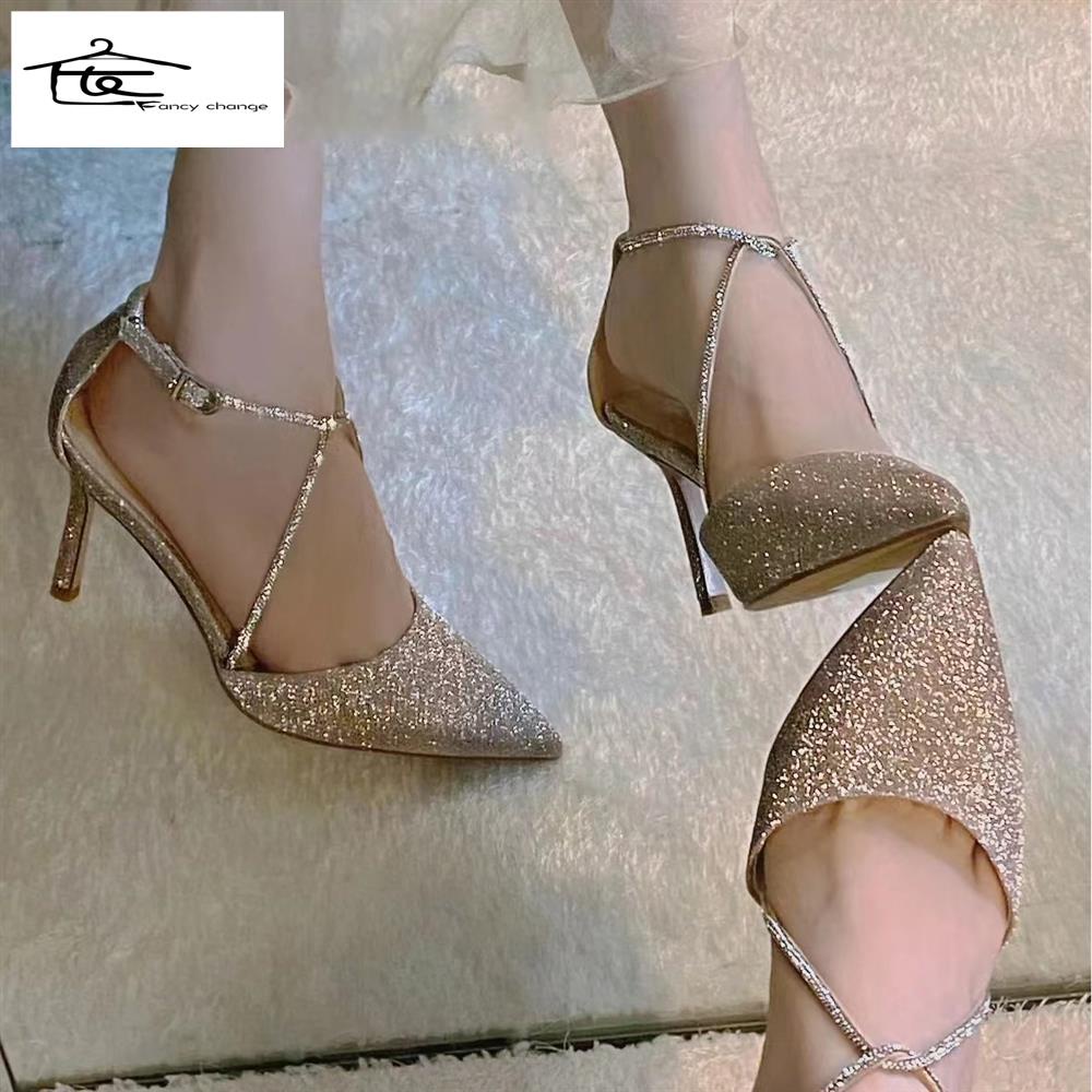 Giày Cao Gót Mũi Nhọn Cài Khóa Thời Trang Mới Cho Nữ 2022