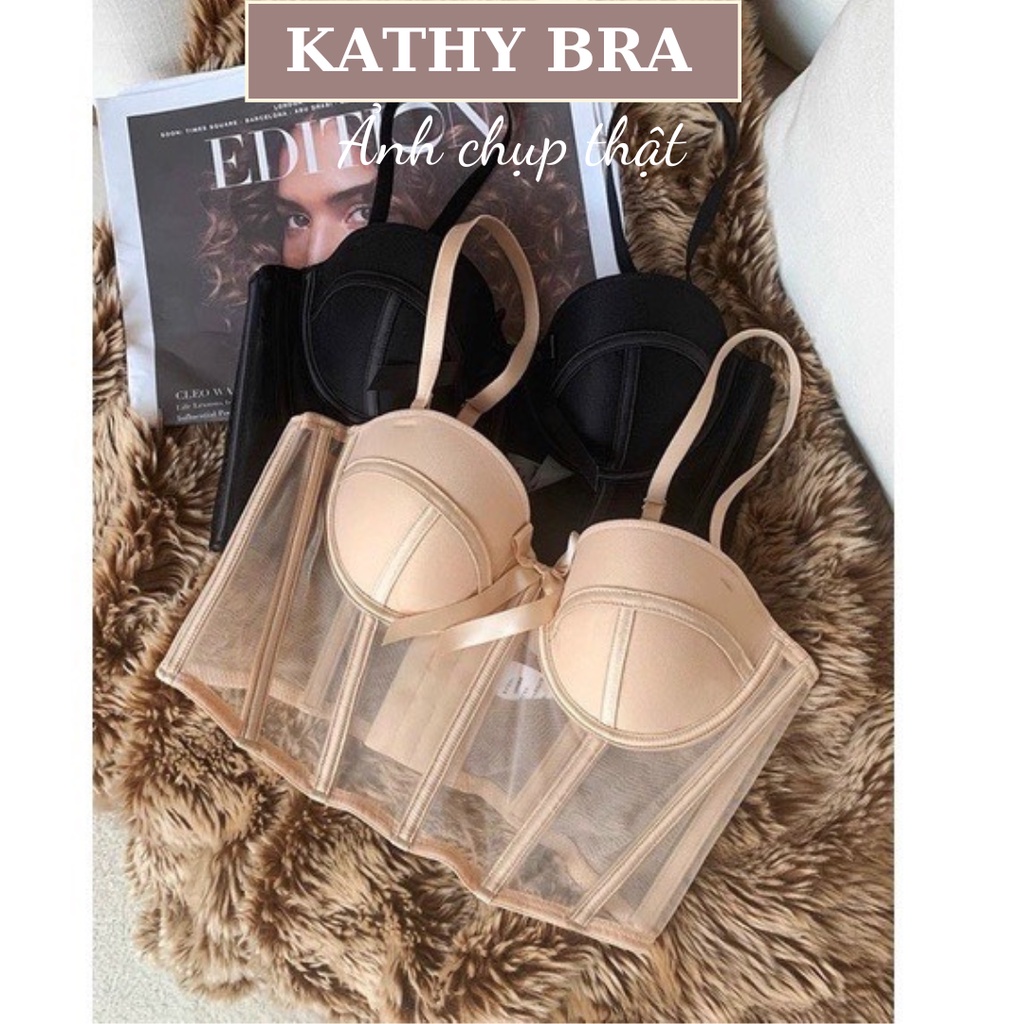 A35 [LOẠI 1] Áo Kiểu Corset KATHY BRA  Định Hình Chống Cuộn Kiểu Dáng Croptop Bralette Hàng Quảng Châu Có Gọng Đệm Mỏng