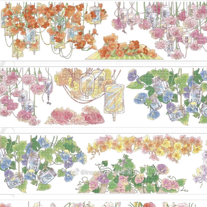 Băng dính PET tape hoạ tiết các loại hoa Inseason