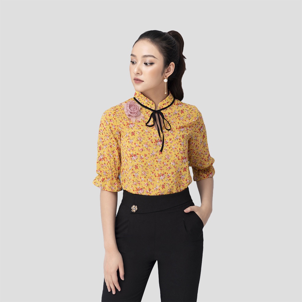 Áo Sơ Mi Nữ Cổ Tàu LUPERI LFSM1191 Thiết Kế Tay Lỡ Dáng Suông, Vải Voan Hàn Cao Cấp Mịn Mát, Không Co Nhăn