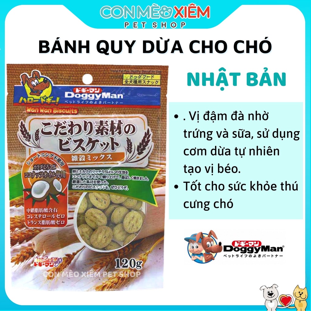Bánh thưởng cho chó xốp quy dừa 120g Doggyman, snack vặt huấn luyện cún Con Mèo Xiêm