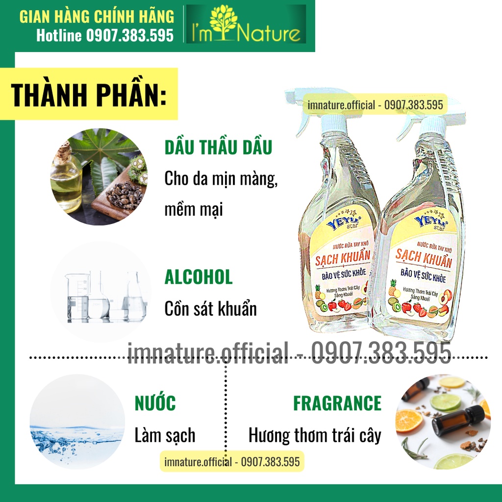 Nước Rửa Tay Khô 500ml Hương Trái Cây YeYu Star