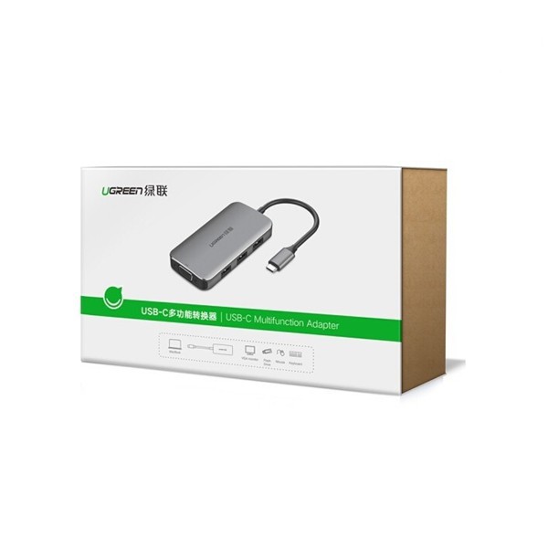 Cáp USB type-C sang VGA/ Hub USB 3.0 Ugreen 50210 chính hãng