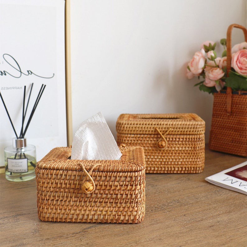 Hộp Đựng Giấy Ăn _ Kích thước 19x11H13 Chất Liệu Mây Tre Đan Nghệ nhân làng nghề đan