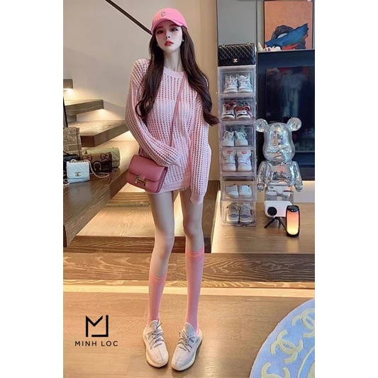 Áo Len Lưới 2 Màu Hồng , Trắng QC L1