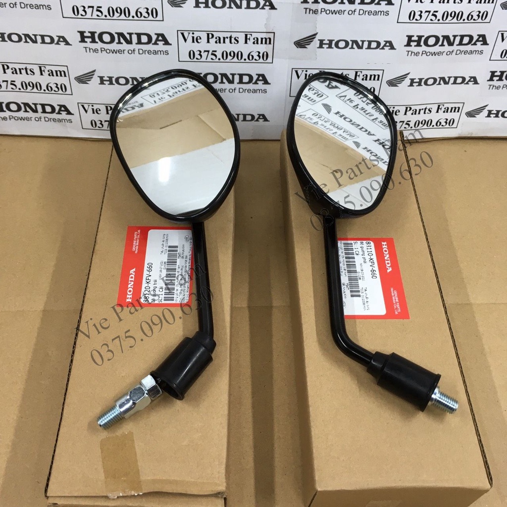 Bộ gương kính chiếu hậu dài Trái - Phải Wave A, RS, S100, Future - Hàng chính hãng Honda