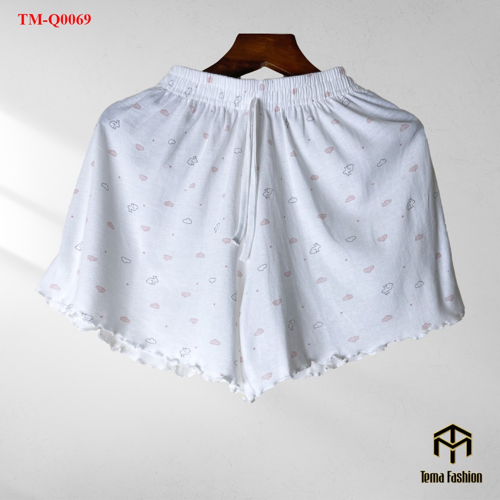 Quần đùi nữ TEMA cotton cao cấp - Quần short nữ mặc ở nhà thoải mái chất dày dặn mát mịn xinh, mặc rộng thoải mái